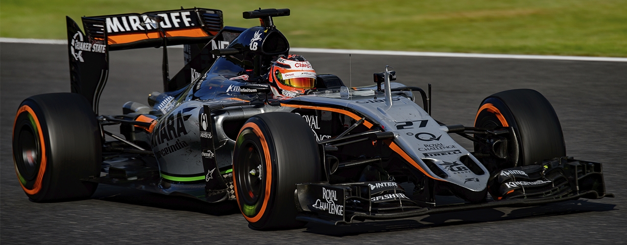 Force India-Mercedes VMJ08, Hülkenberg en el Gran Premio de Japón de 2015, Keisuke Kariya / CC 2.0