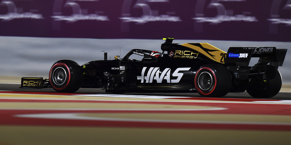 Haas-Ferrari VF-19, #20 Kevin Magnussen, Entrenamientos Gran Premio de Bahrein 2019, Foto: Haas